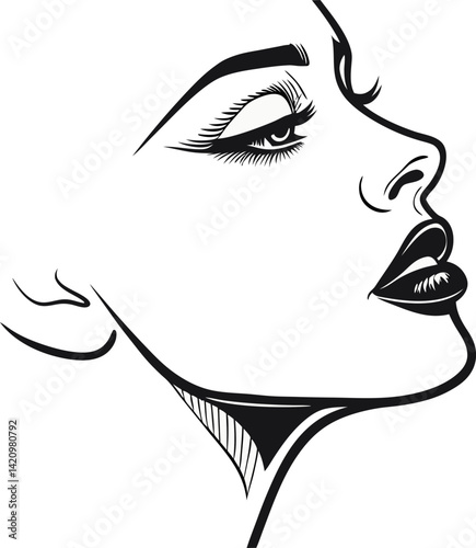 Beautiful woman, lip woman, face makeup on white background.