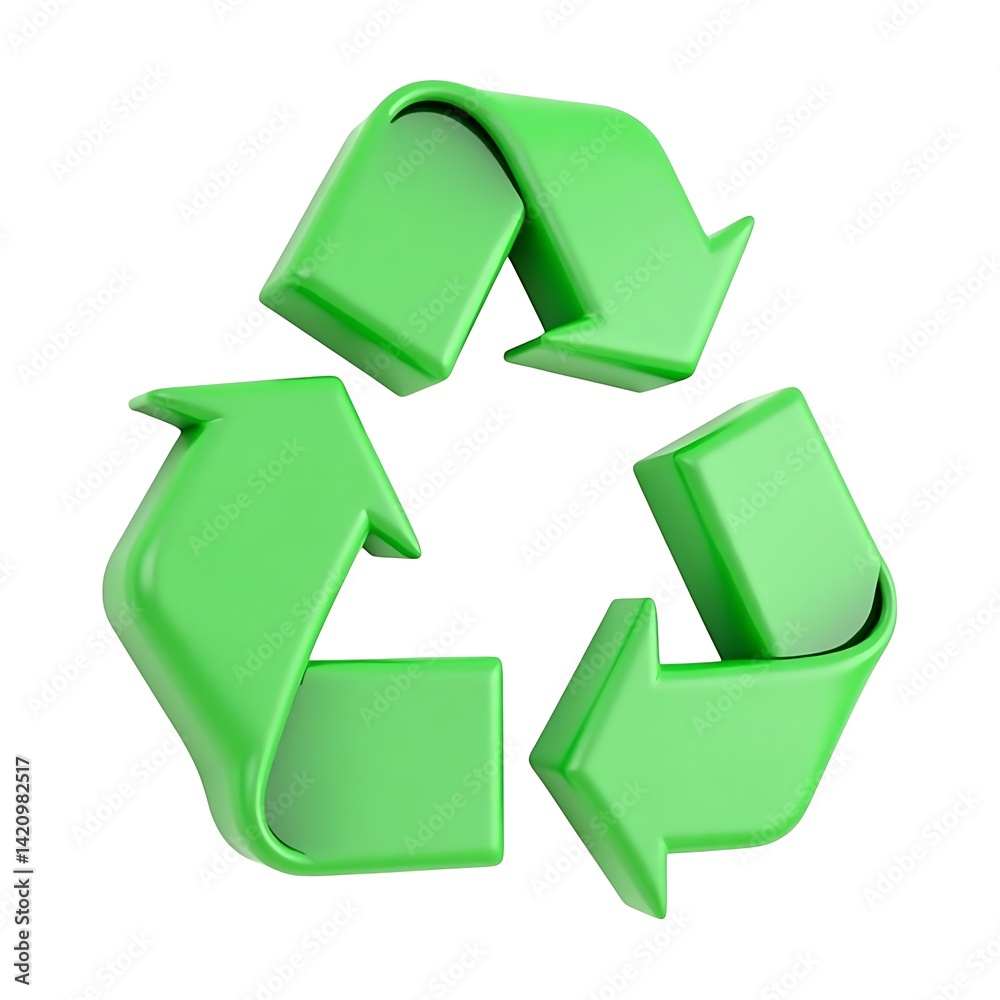 Fototapeta premium Vibrant green recycle symbol on white promoting eco friendly choices