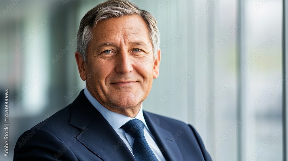Fototapeta premium A happy businessman listens intently in a formal setting, embodying professionalism and focused engagement.