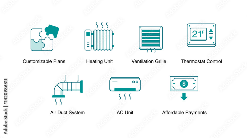 Smart Climate Solutions. Thermostat Control, Heating Unit, AC Unit, Air Duct System, Ventilation Grille, Customizable Plans, Affordable Payments Smart Climate Solutions. Thermostat Control, Heating Unit, AC Unit, Air Duct System, Ventilation Grille, Customizable Plans, Affordable Payments
