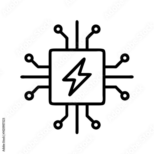 Microchip with Lightning Symbol Icon Design