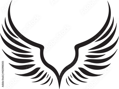 Abstract Angel Wings Silhouette – Symbolic Logo of Spirituality and Grace

