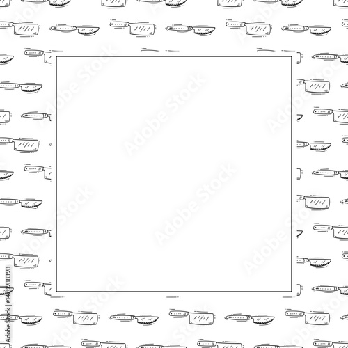 kitchen utensil frame. doodle kitchenware square frame. kitchen background