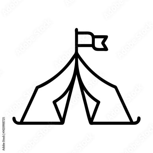 Military Camp Tent with Flag Icon Design