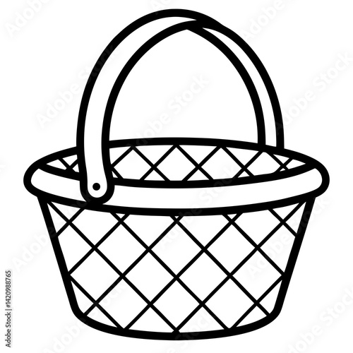 Picnic Basket Vector Illustration – AI Graphic Design File on White Background | Microstock Digital Download