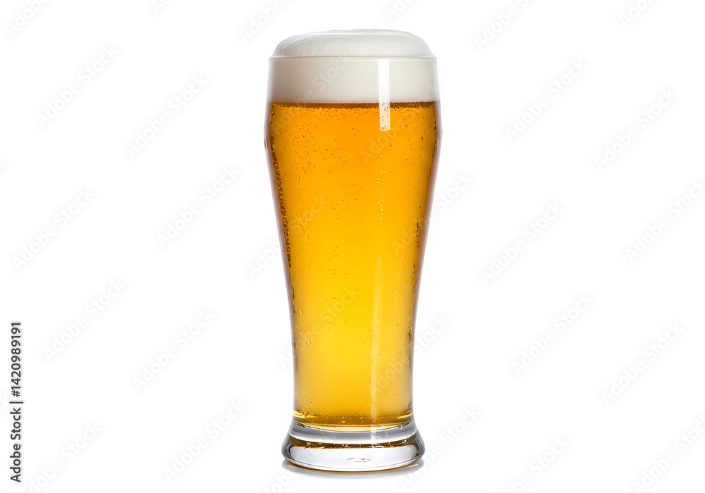 Cold Beer in Tall Glass: Pint of Lager, Ale, or Pilsner Cold Beer in Tall Glass: Pint of Lager, Ale, or Pilsner