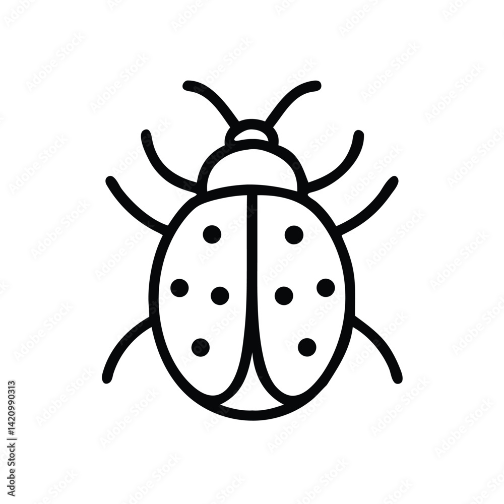 Simple Black Line Ladybug Icon Simple Black Line Ladybug Icon
