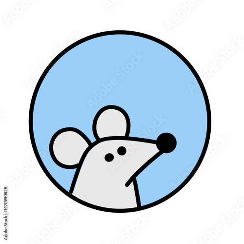 rat set of colorful portrait in flat graphics Illustration