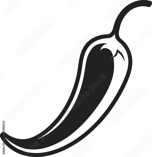 Chili pepper line art silhouette vector illustration
