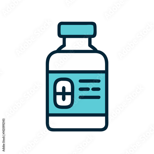 Medicine Bottle Icon Representing Liquid Prescription and Pharmaceutical Treatment