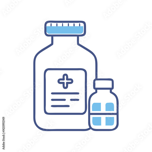 Medicine Bottle Icon Representing Liquid Prescription and Pharmaceutical Treatment
