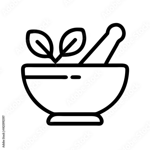 Mortar and Pestle Icon Representing Herbal Medicine and Natural Remedy Preparation