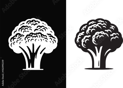 Broccoli Silhouette Icons Vector Collection