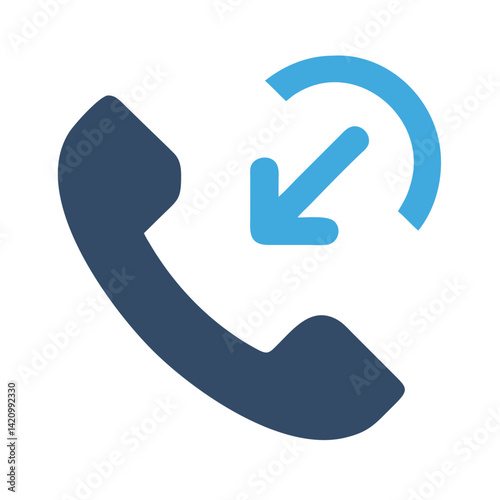 Phone with Incoming Arrow Icon Representing Call Reception and Communication Access