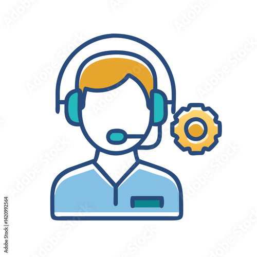 Support Agent with Info Icon Representing Live Chat and Customer Assistance Service