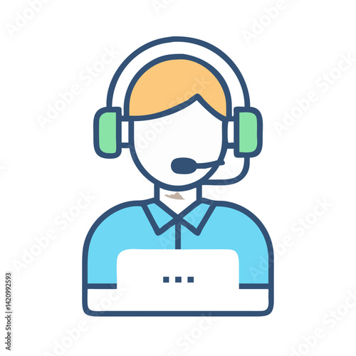 Support Agent with Info Icon Representing Live Chat and Customer Assistance Service