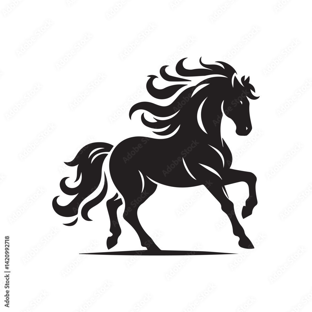 Obraz premium create simple black Horse Silhouette Vector with white background 