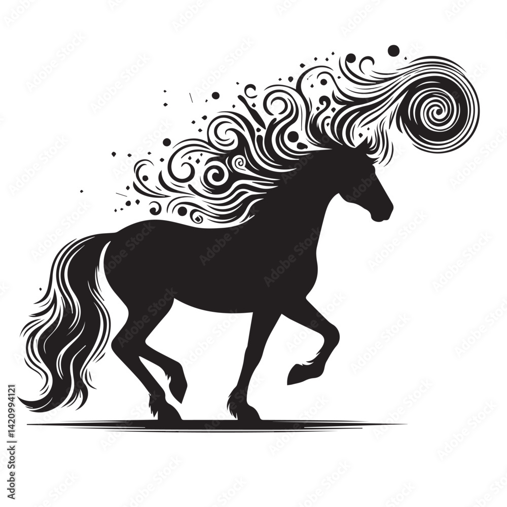 Obraz premium create simple black Horse Silhouette Vector with white background 