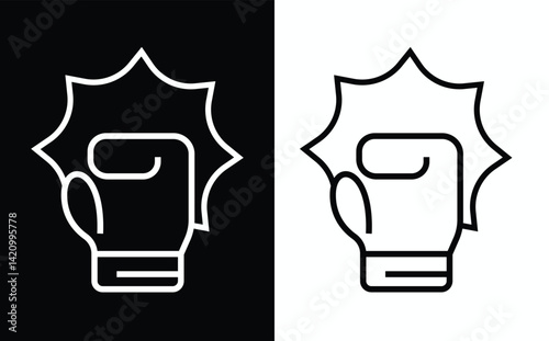 boxing glove editable line vector icon in white and black color.