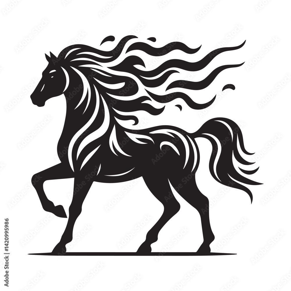 Fototapeta premium create simple black Horse Silhouette Vector with white background 