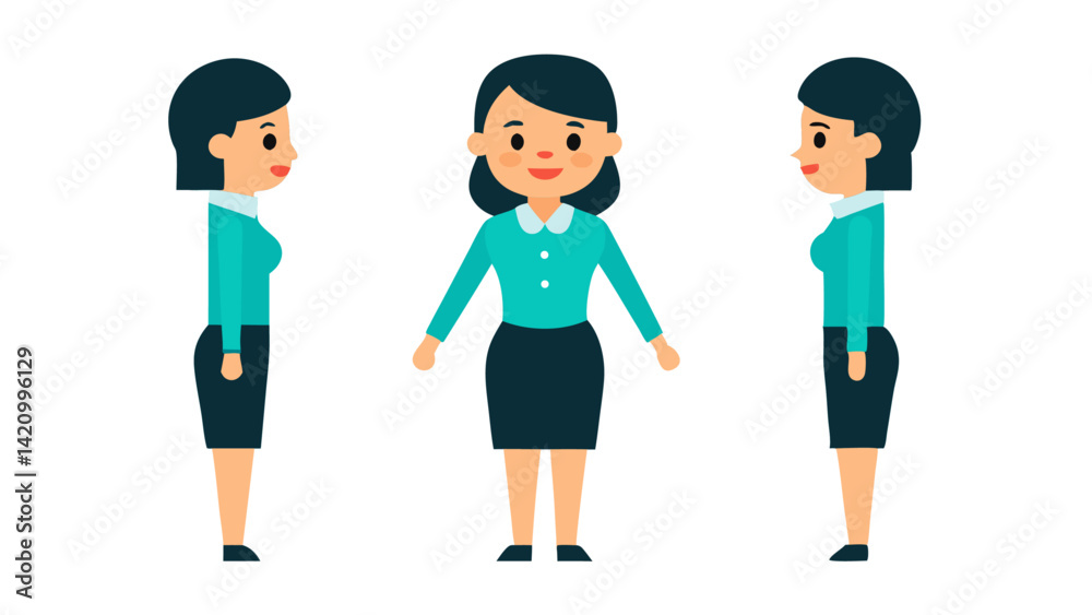 Fototapeta premium Business woman character constructor tool allows users to animate professional female characters for office work related videos explainer content and corporate media
