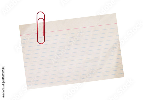 Real notepad with grid line isolated. White grid notepaper journal sticker. A blank sheet of checkered paper. 