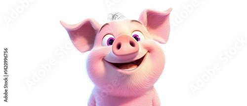 Happy pig cartoon illustration.