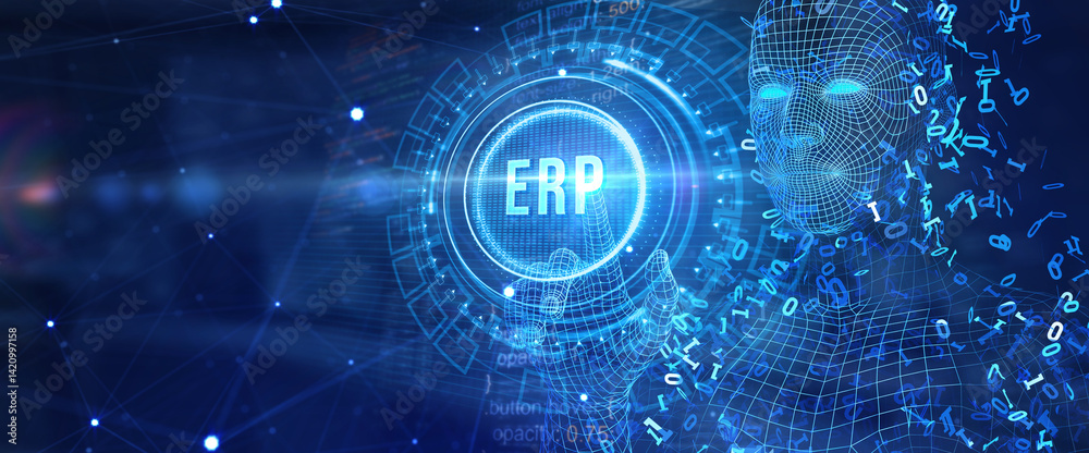 Business, Technology, Internet and network concept. Enterprise resource planning ERP concept. 3d illustration Business, Technology, Internet and network concept. Enterprise resource planning ERP concept. 3d illustration