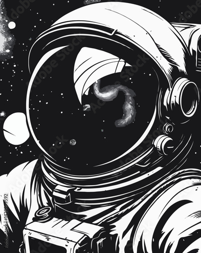 Astronaut abstract background with stars svg protrait illustration vector 
