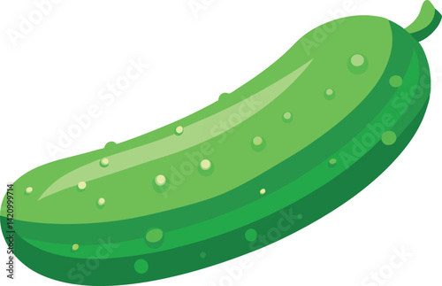 A vibrant vector art illustration of a delicious, fresh cucumber fruit, showcasing crisp texture, vivid green color, and natural appeal.