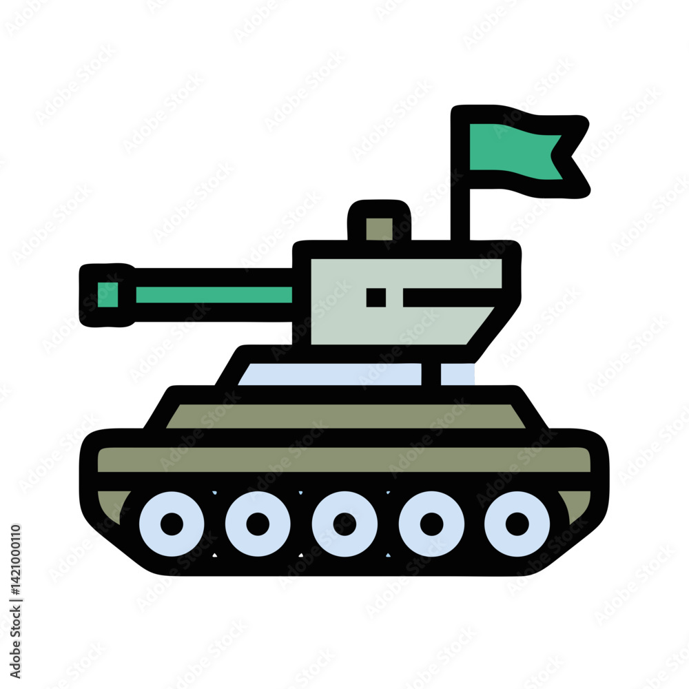 Military Tank with Flag Icon Design Military Tank with Flag Icon Design