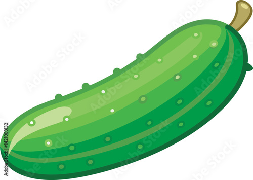 A vibrant vector art illustration of a delicious, fresh cucumber fruit, showcasing crisp texture, vivid green color, and natural appeal.