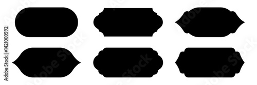Black Islam frames. Vintage Arabian, Indian, Turkish decorative shapes isolated on white. Ornamental border set with classic arabesque shapes. Realistic vector illustrations collection.