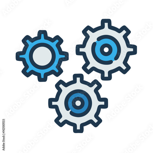 Multiple Gears in Motion Icon Design