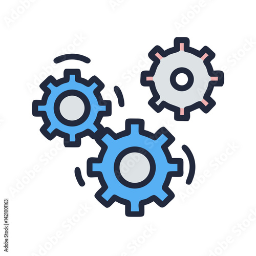 Multiple Gears in Motion Icon Design