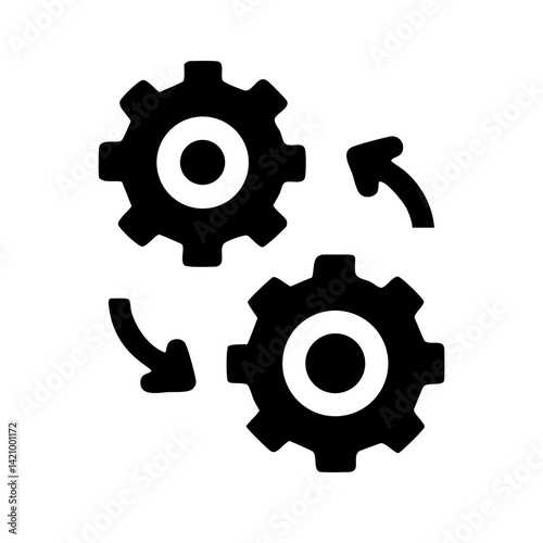 Multiple Gears in Motion Icon Design