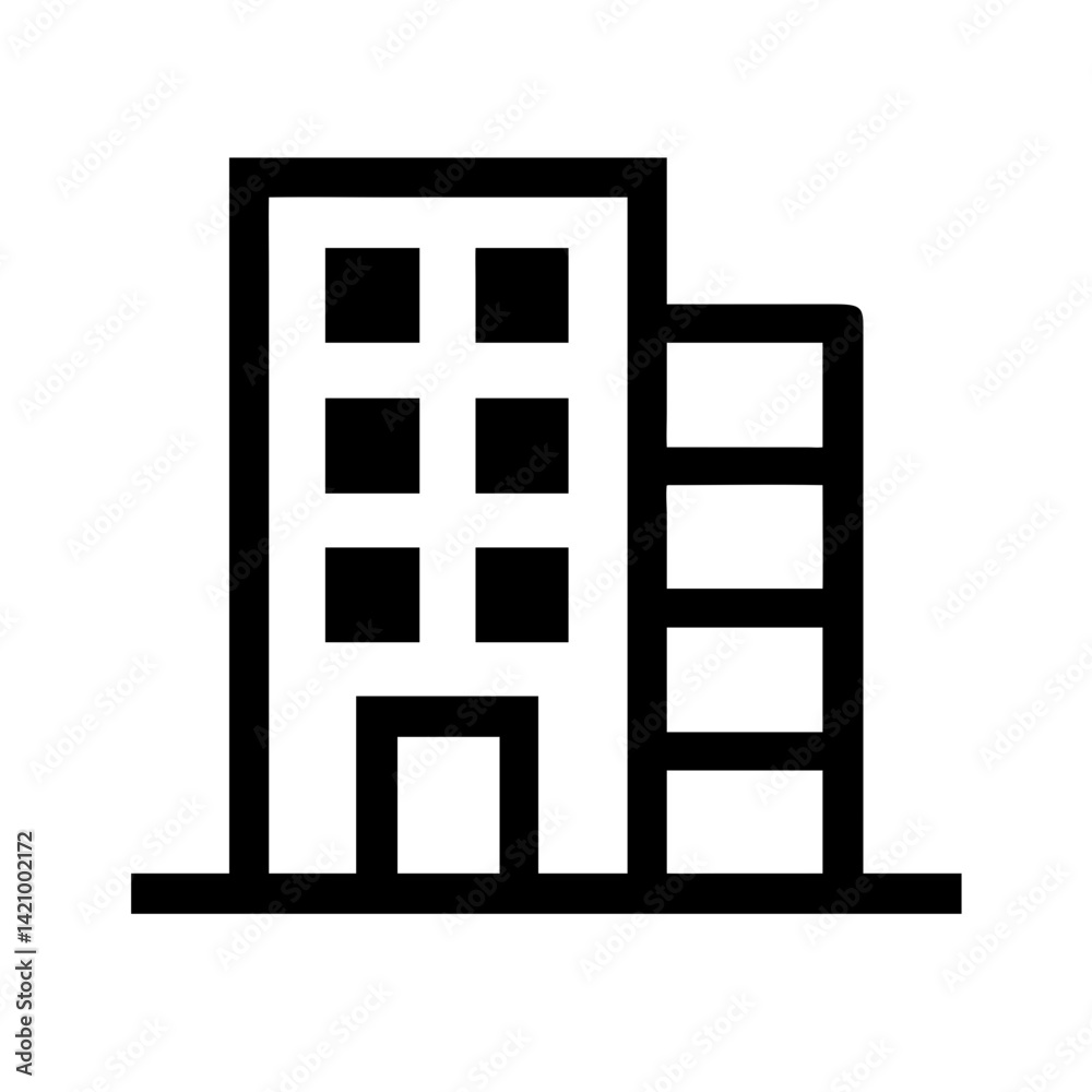 Office Building with Multiple Windows Icon Design Office Building with Multiple Windows Icon Design
