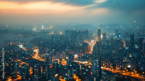 Wallpaper Mural Dense city skyline under dramatic cloudy sky. Torontodigital.ca