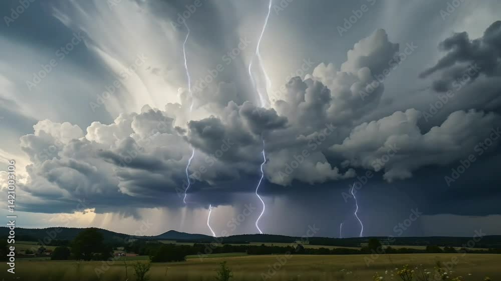 Stormy weather clouds rain landscape thunderstorm nature sky cloudscape weather forecast climate 4k video