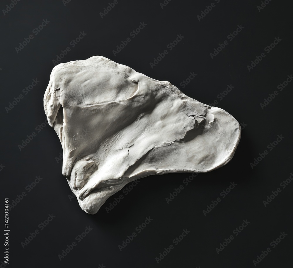 Abstract sculptural form, light gray, uneven texture Abstract sculptural form, light gray, uneven texture