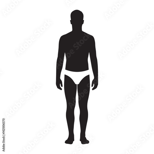 Swimsuit men isolated vector Silhouette White Background.