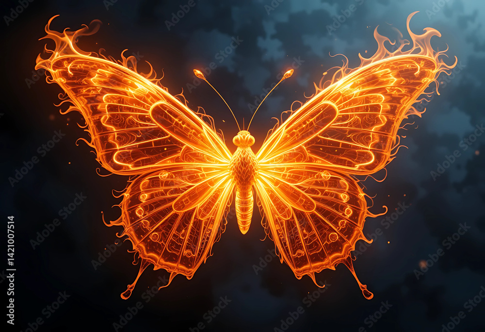 A butterfly made entirely of fire, wings mid-flap.
Transparent background, soft edges and glowing core. A butterfly made entirely of fire, wings mid-flap.
Transparent background, soft edges and glowing core.