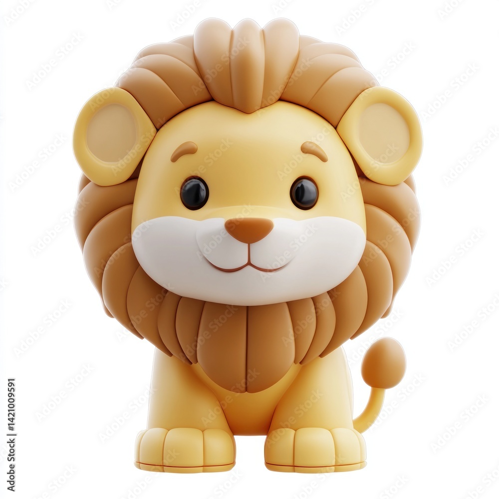 Obraz premium lion toys 3d rendering isolated on white background. Cartoon plastic style icon 