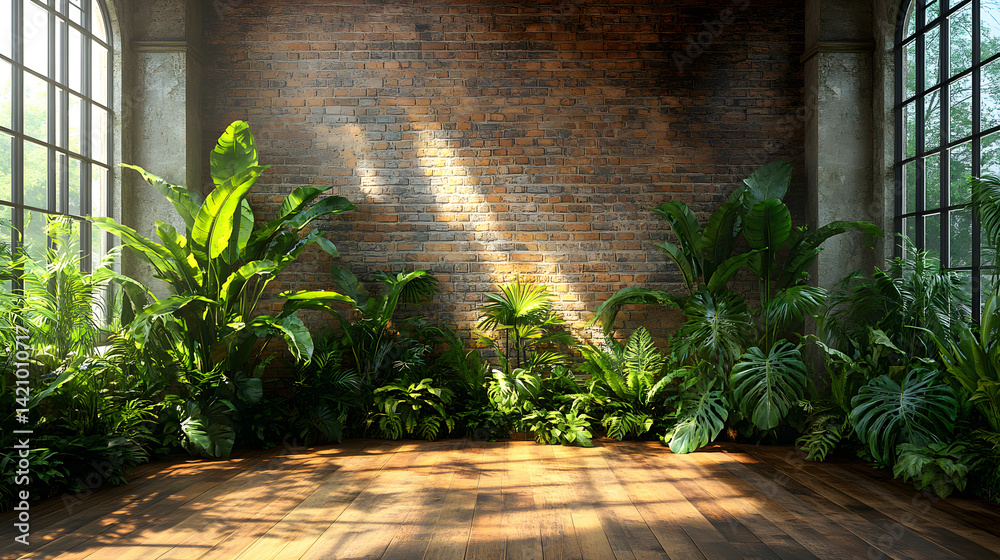 Obraz premium Sunlight through window in plant room