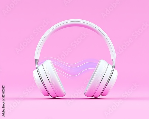 Headphones on Pink Background