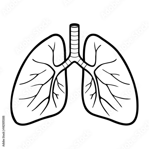 Black Silhouette of Lungs Side View Transparent PNG for Medical & Design Use