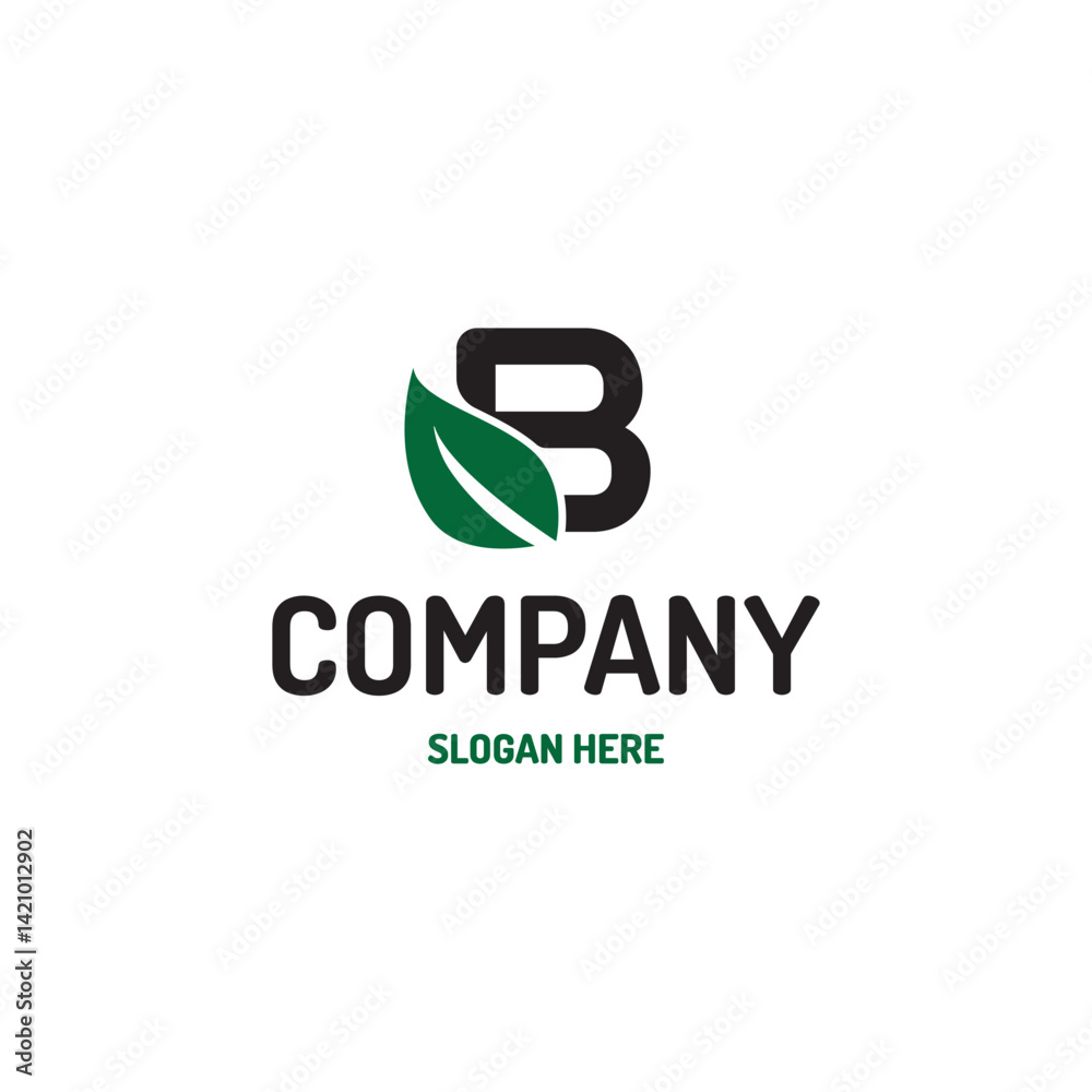 Letter B Logo with Leaf Element for Company Letter B Logo with Leaf Element for Company