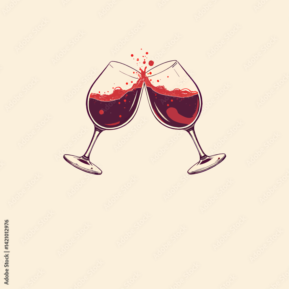 Wine Glasses Toasting with Splash, Celebration Graphic