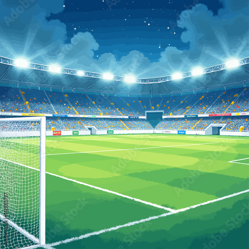 Obraz na płótnie Vibrant soccer stadium under a starry night sky w salonie