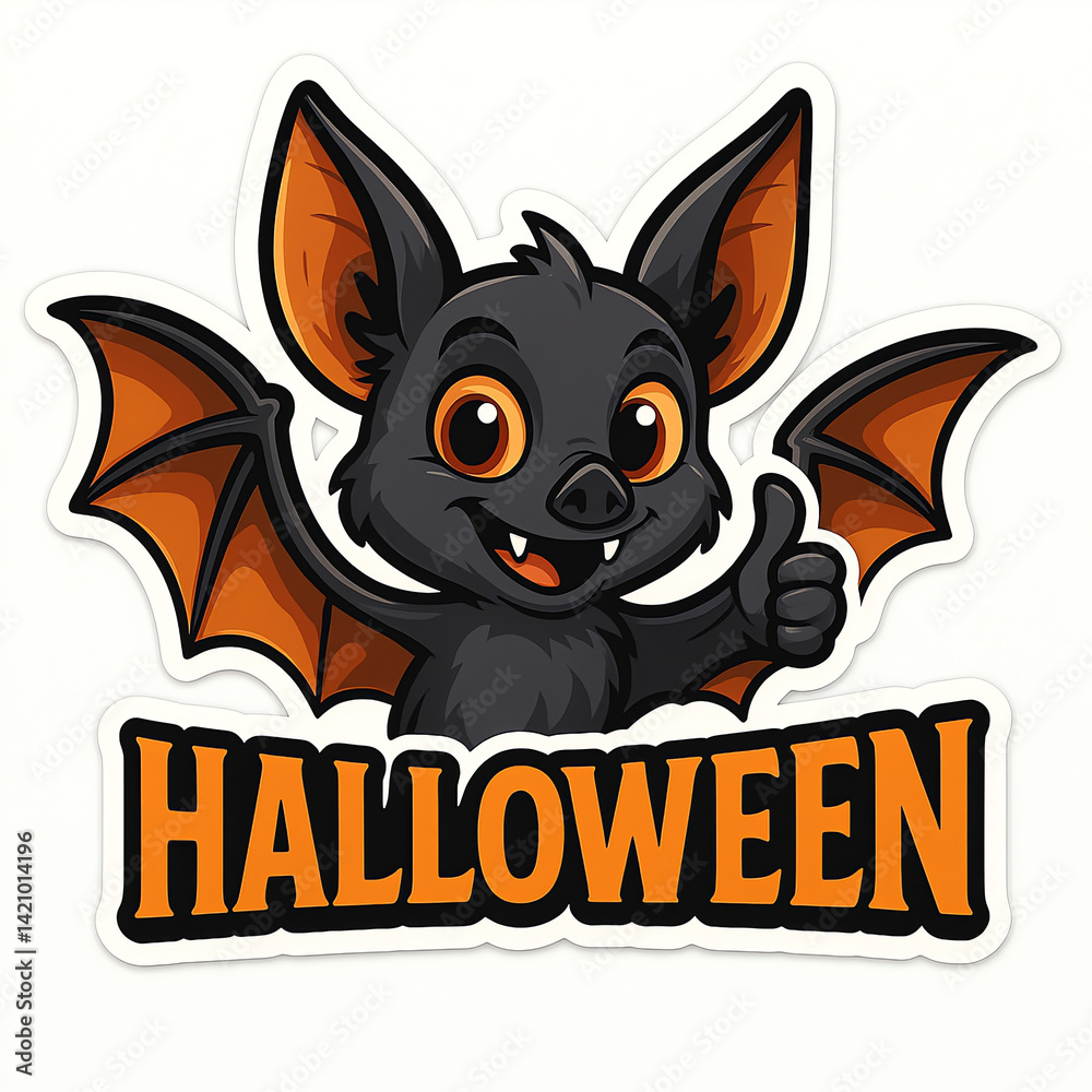 Naklejka premium Cute character sticker Halloween Bat